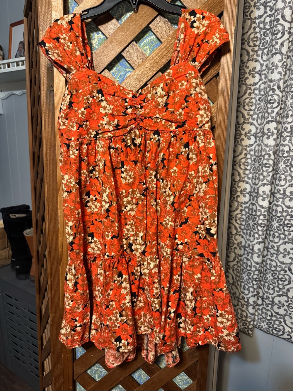 Free People Orange Floral Tiered Sundress